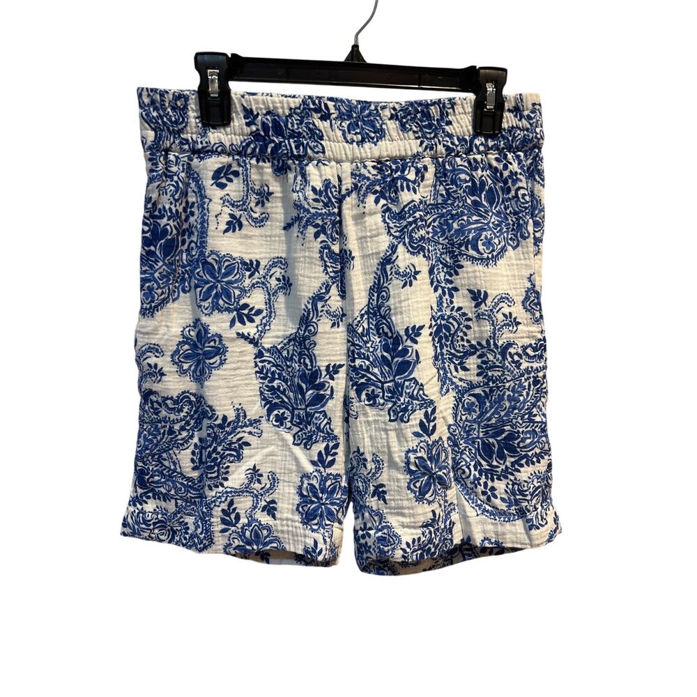 Soft Surroundings Women’s Shorts Medina Gauze blue/white paisley Size MEDIUM
